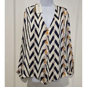 NWT Clarin Shavien Italy Women's Long Sleeve Blouse Old Money Career Classic M